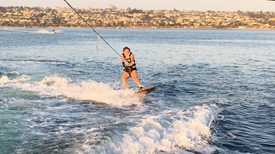 Girl wakeboarding