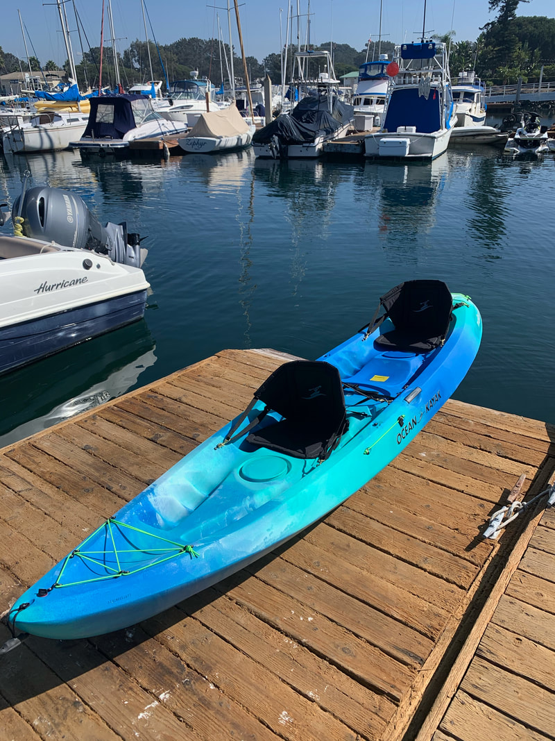 Tandem kayak on a dock